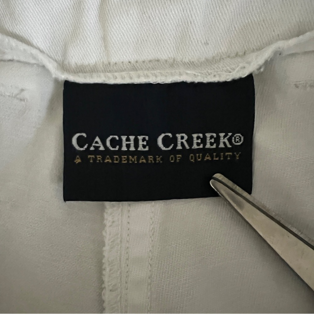 Vintage 90s Cache Creek Mid High Rise White Cotton Mid Thigh Shorts Size 10 - Picture 6 of 8